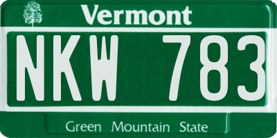 VT license plate NKW783