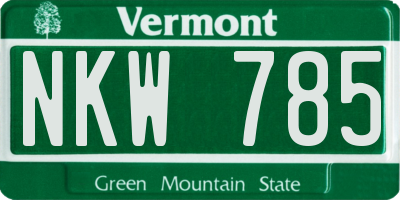 VT license plate NKW785
