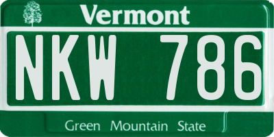 VT license plate NKW786