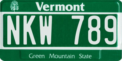 VT license plate NKW789