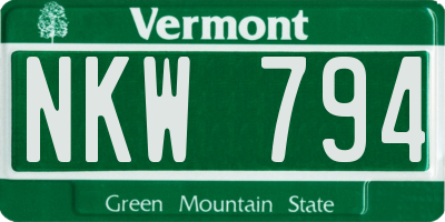 VT license plate NKW794