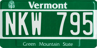 VT license plate NKW795