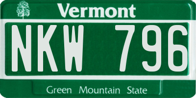 VT license plate NKW796