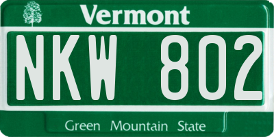 VT license plate NKW802