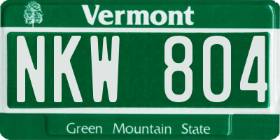 VT license plate NKW804