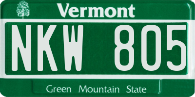 VT license plate NKW805