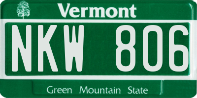 VT license plate NKW806