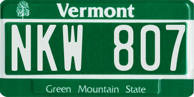 VT license plate NKW807