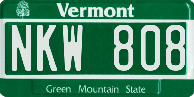 VT license plate NKW808