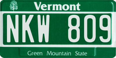 VT license plate NKW809