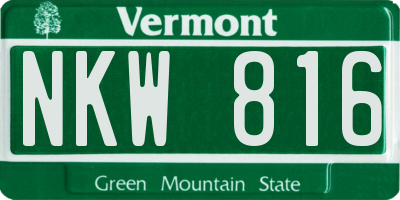 VT license plate NKW816