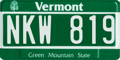 VT license plate NKW819