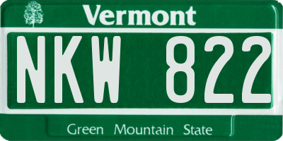 VT license plate NKW822