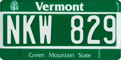 VT license plate NKW829