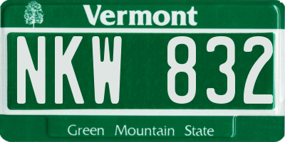 VT license plate NKW832