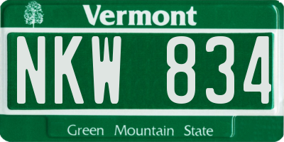 VT license plate NKW834