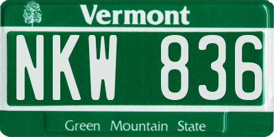 VT license plate NKW836