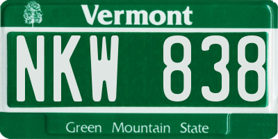 VT license plate NKW838