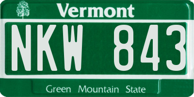 VT license plate NKW843