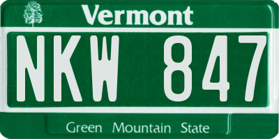 VT license plate NKW847