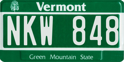 VT license plate NKW848
