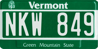 VT license plate NKW849