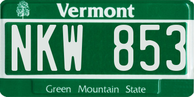 VT license plate NKW853