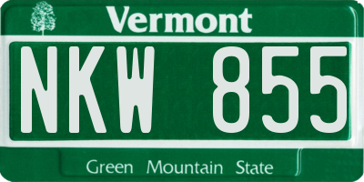 VT license plate NKW855