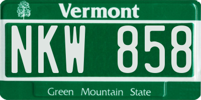VT license plate NKW858