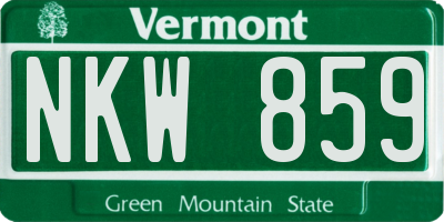 VT license plate NKW859