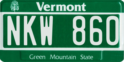 VT license plate NKW860