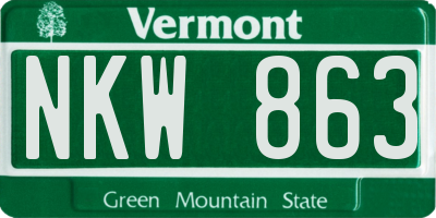 VT license plate NKW863