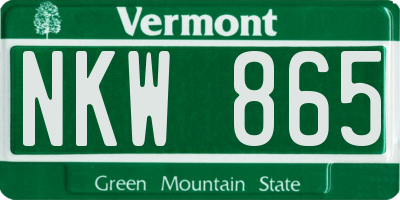 VT license plate NKW865
