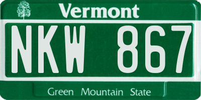 VT license plate NKW867