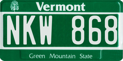 VT license plate NKW868