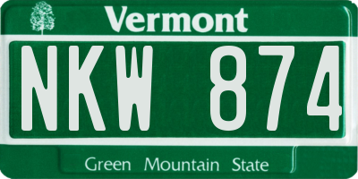 VT license plate NKW874