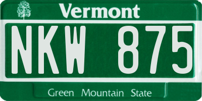 VT license plate NKW875