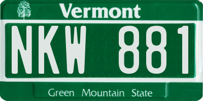 VT license plate NKW881