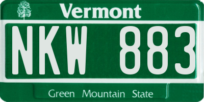 VT license plate NKW883