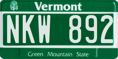 VT license plate NKW892