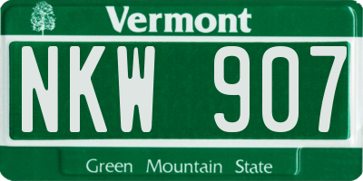 VT license plate NKW907