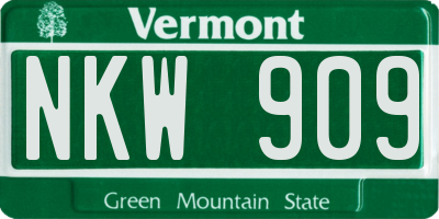 VT license plate NKW909