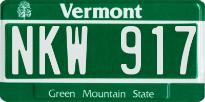 VT license plate NKW917