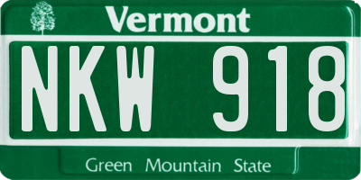VT license plate NKW918