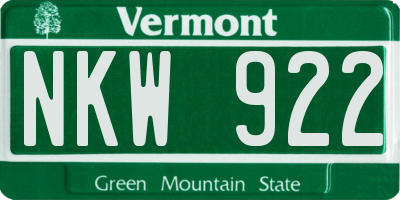 VT license plate NKW922