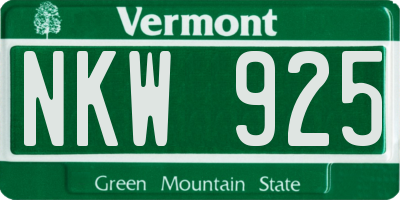 VT license plate NKW925