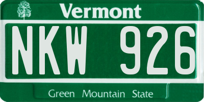 VT license plate NKW926