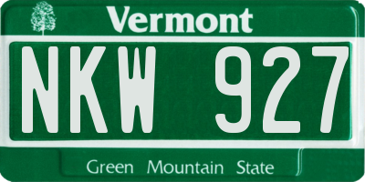 VT license plate NKW927