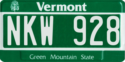 VT license plate NKW928