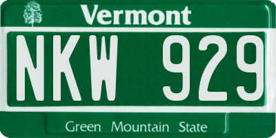 VT license plate NKW929